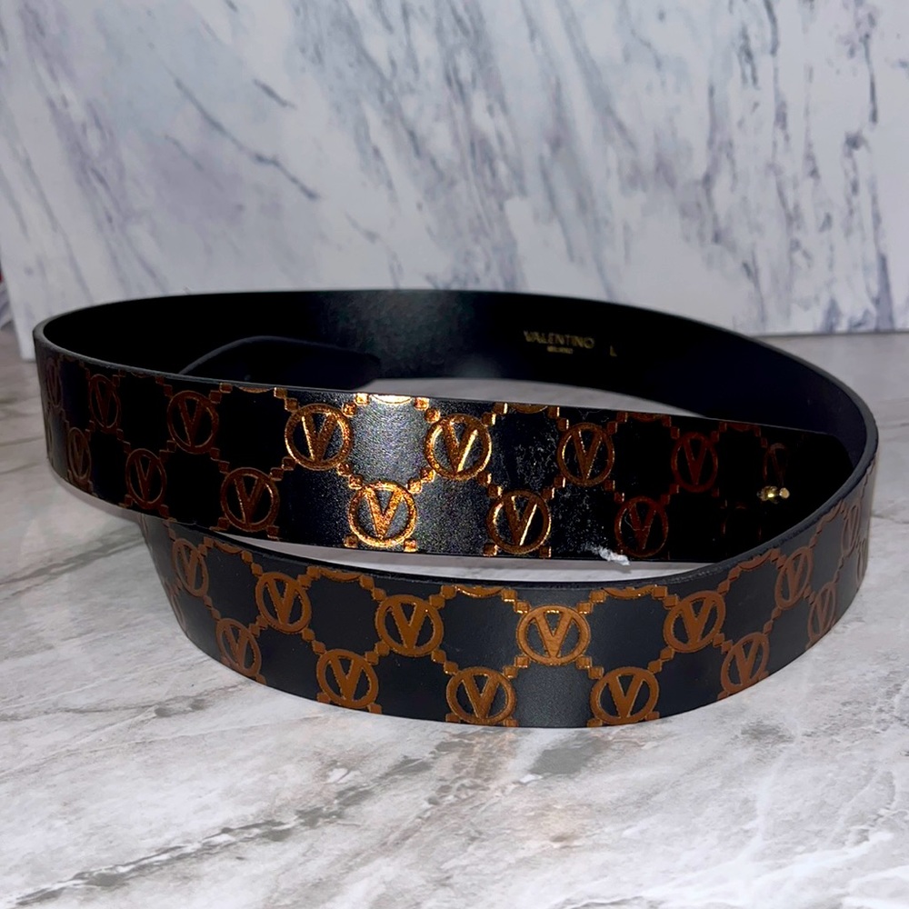 NEW Valentino gold embossed black belt only - Picture 1 of 7